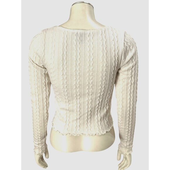 Forever 21 Size Medium Beige Knit Crop Top Sweater Soft Texture Cozy City Classi - Picture 4 of 9
